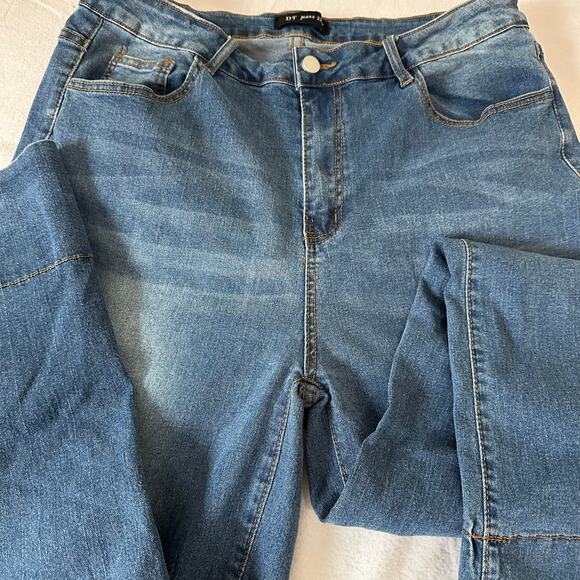 Denim Tears Jeans Size 2X Women's Dark Wash 5 Pocket Wide Leg High Rise Wide Hem - Picture 6 of 8